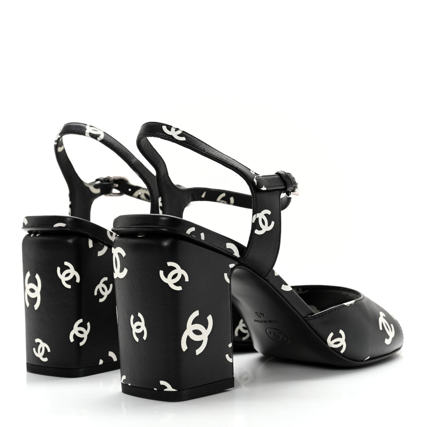 Lambskin Printed Coco Beach Sandals 40 Black White