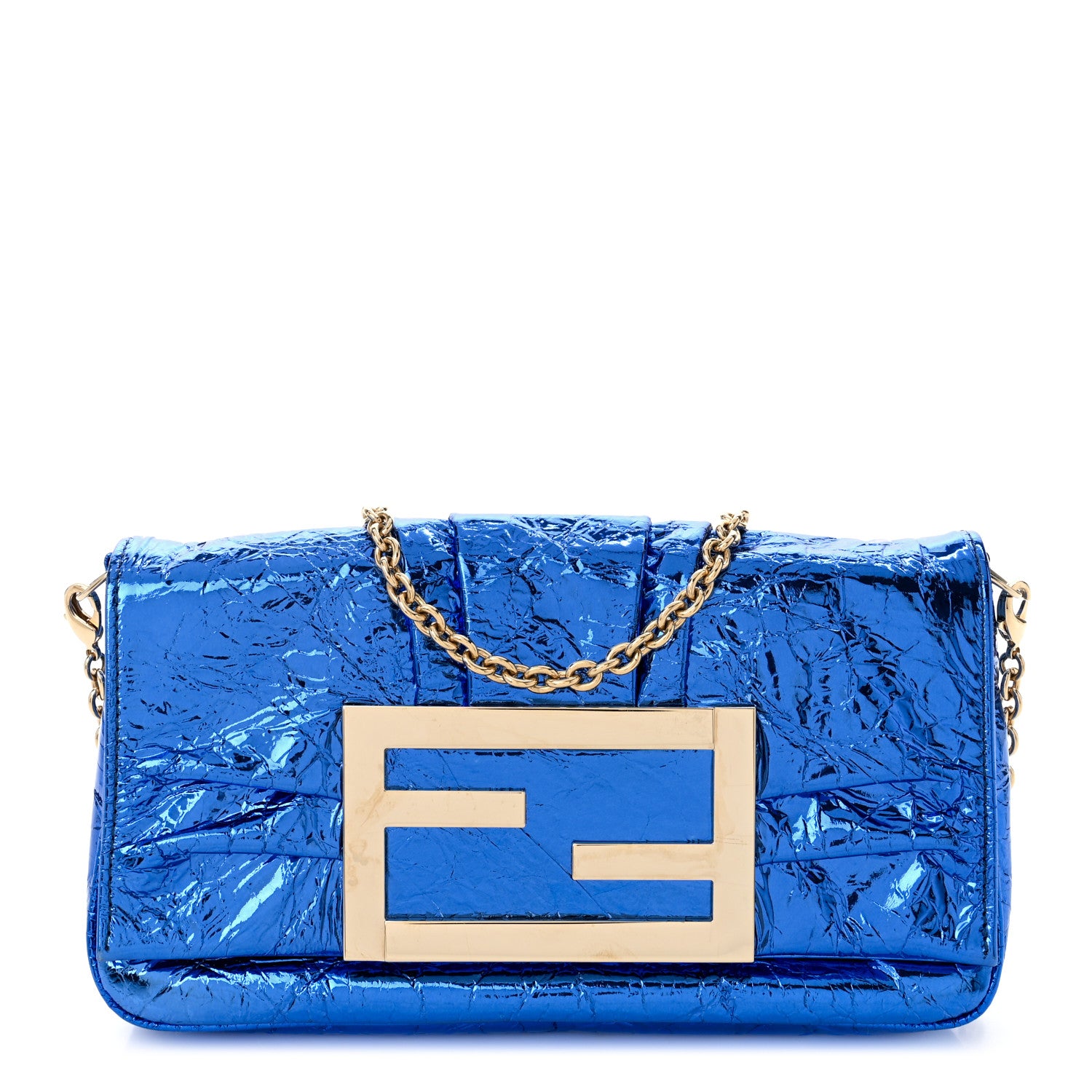Fendi Metallic Calfskin Mia Pochette Blue 1 of 10