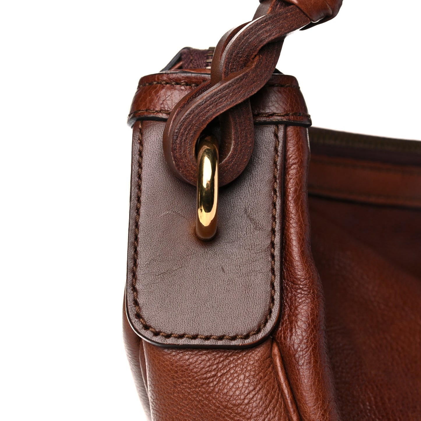 Calfskin Twist Strap Hobo Brown
