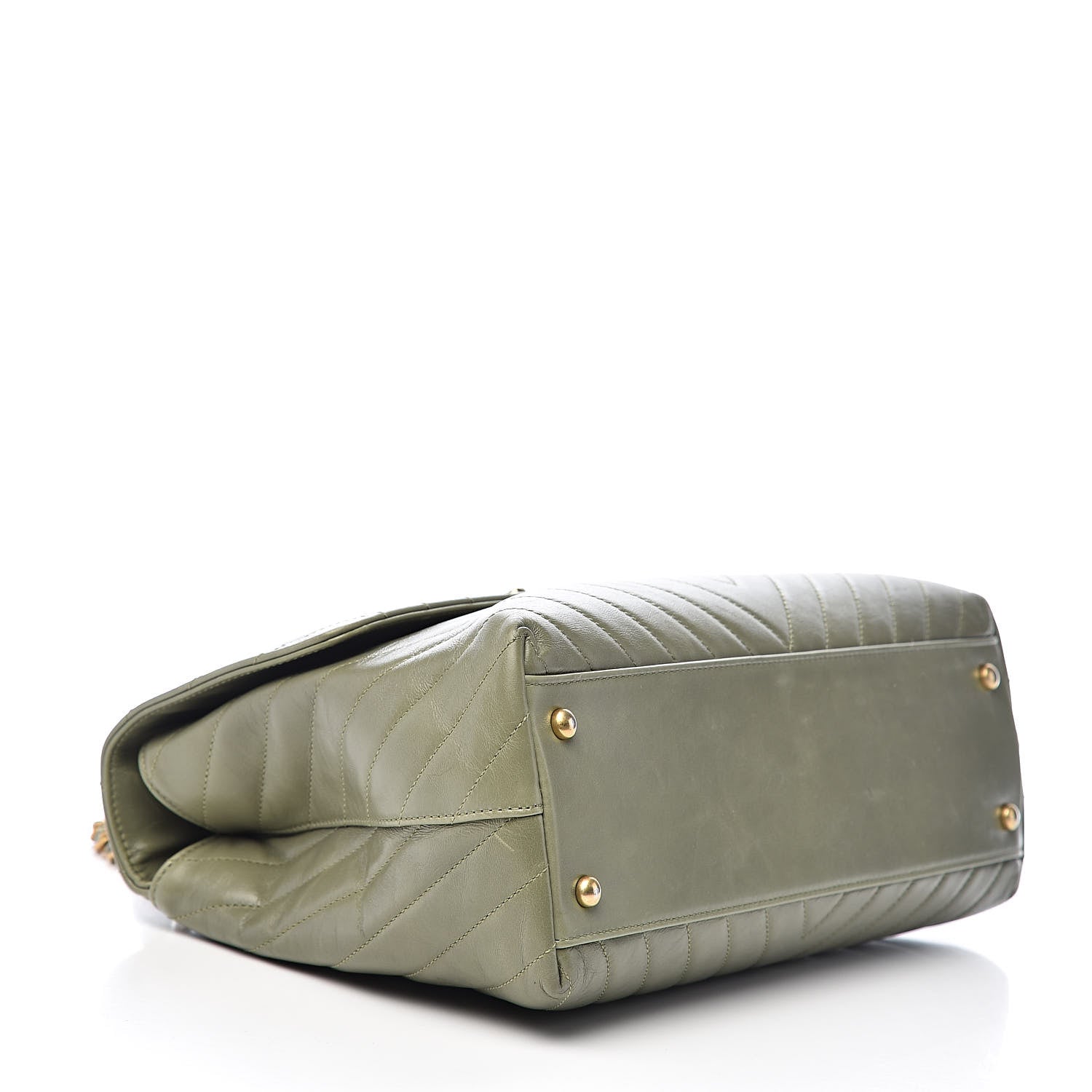 Chanel Calfskin Lizard Chevron Quilted Medium Coco Handle Flap Green 4 of 12