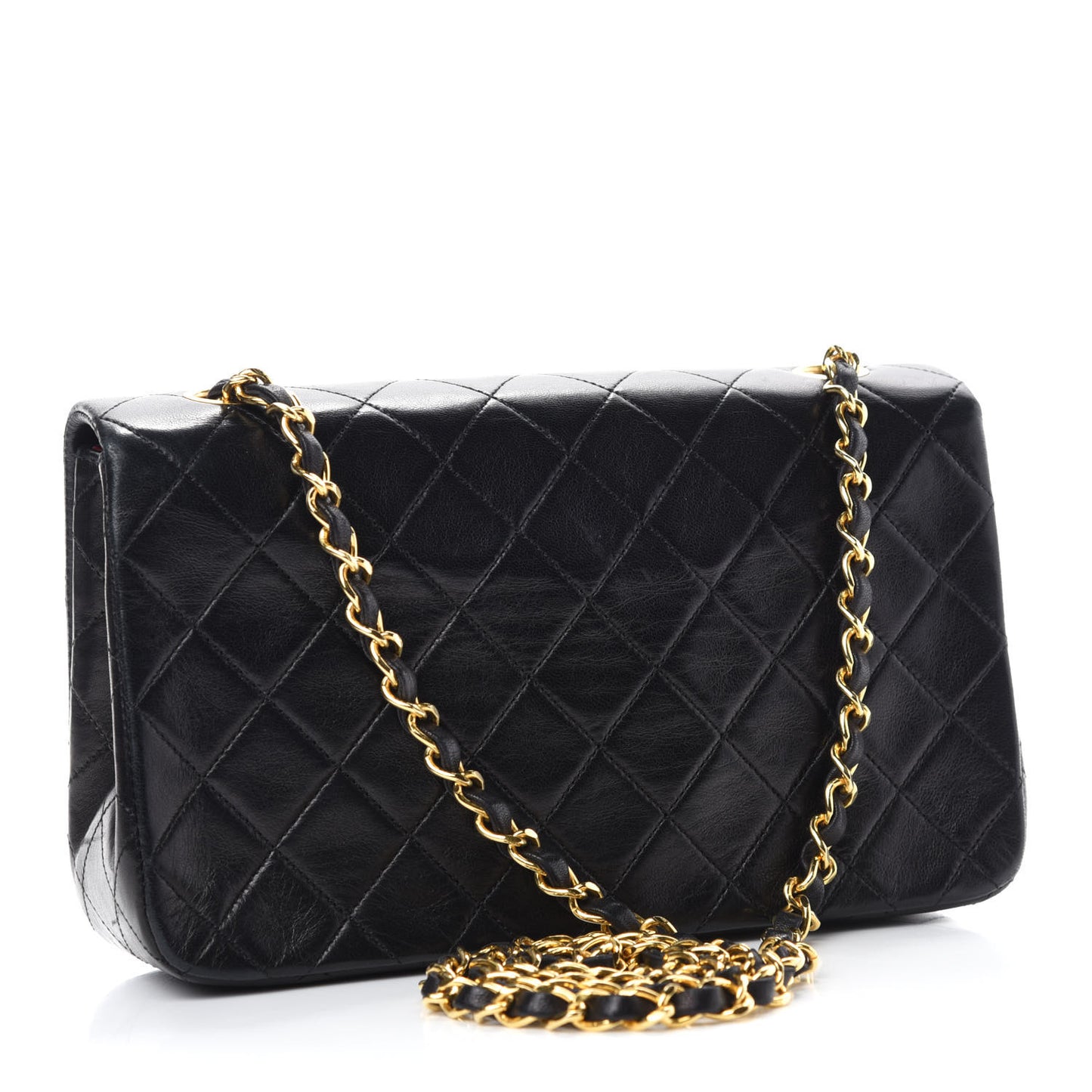 Lambskin Quilted Small Single Flap Bag Black