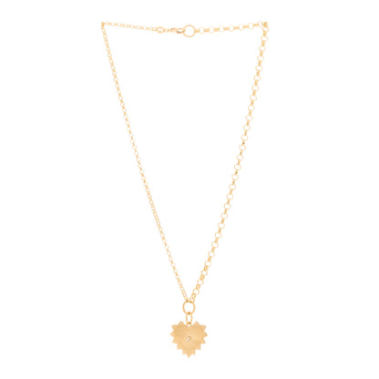 Foundrae 18K Yellow Gold Diamond Medium Radiating Heart Medallion Mixed Chain Necklace 2 of 4