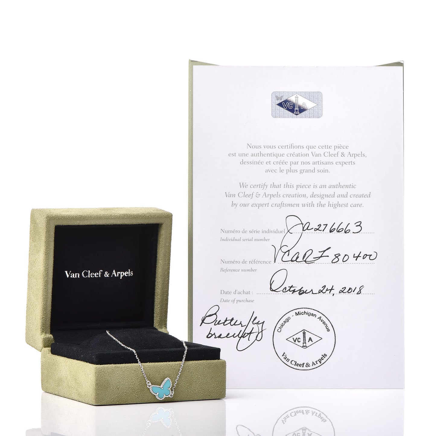 18K White Gold Turquoise Sweet Alhambra Butterfly Bracelet