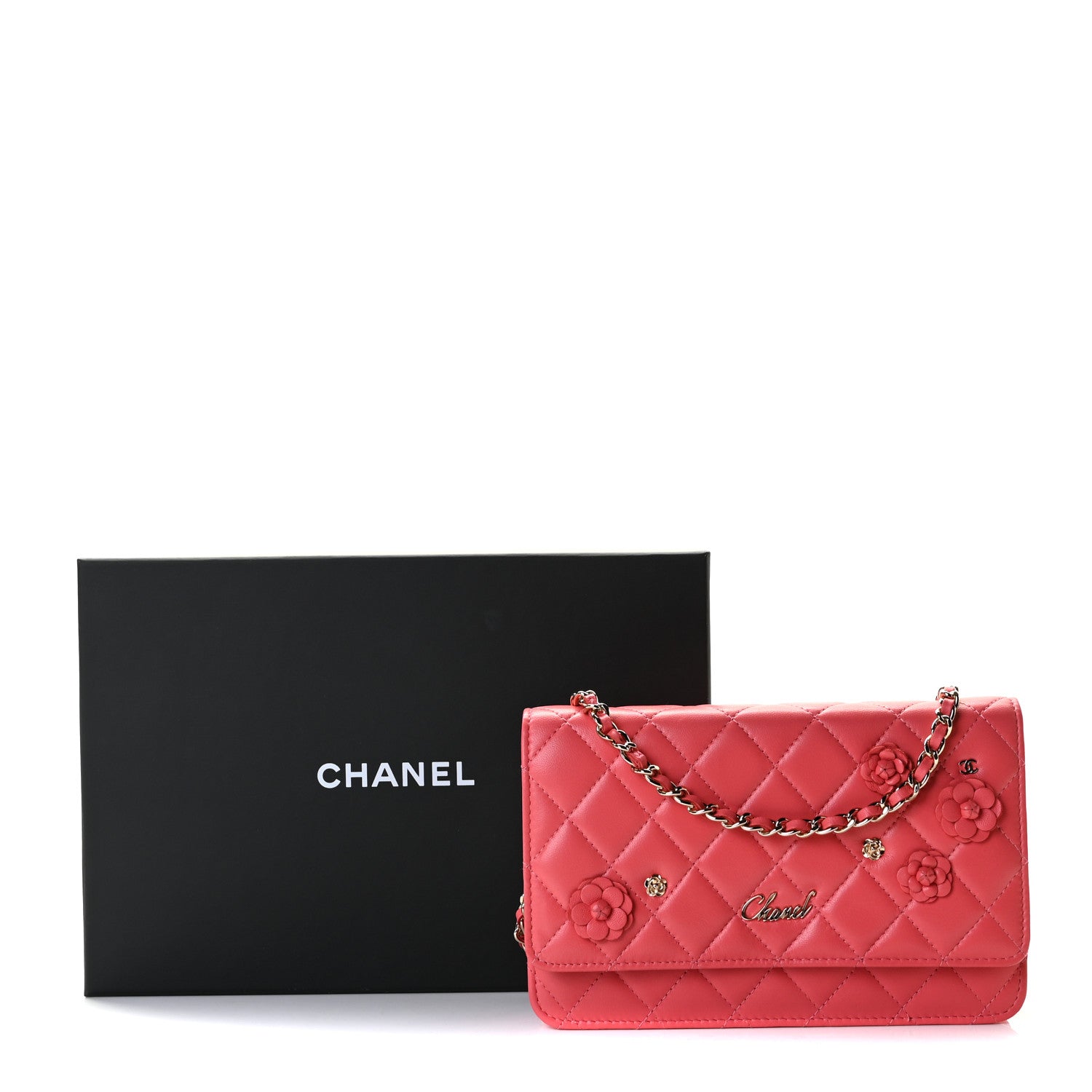 Chanel Lambskin Camellia Wallet on Chain WOC Pink 8 of 8
