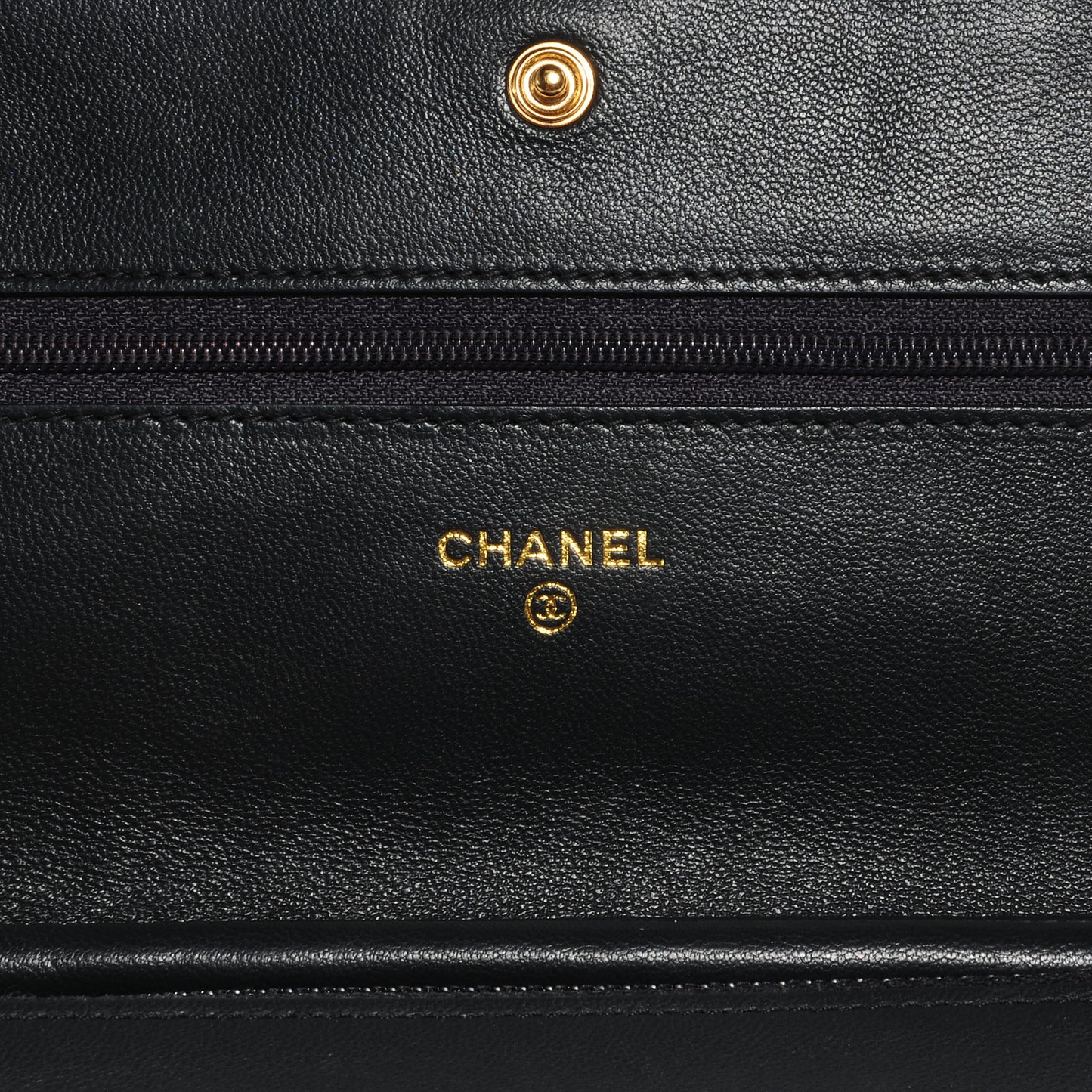 Lambskin Timeless CC Wallet on Chain WOC Gray