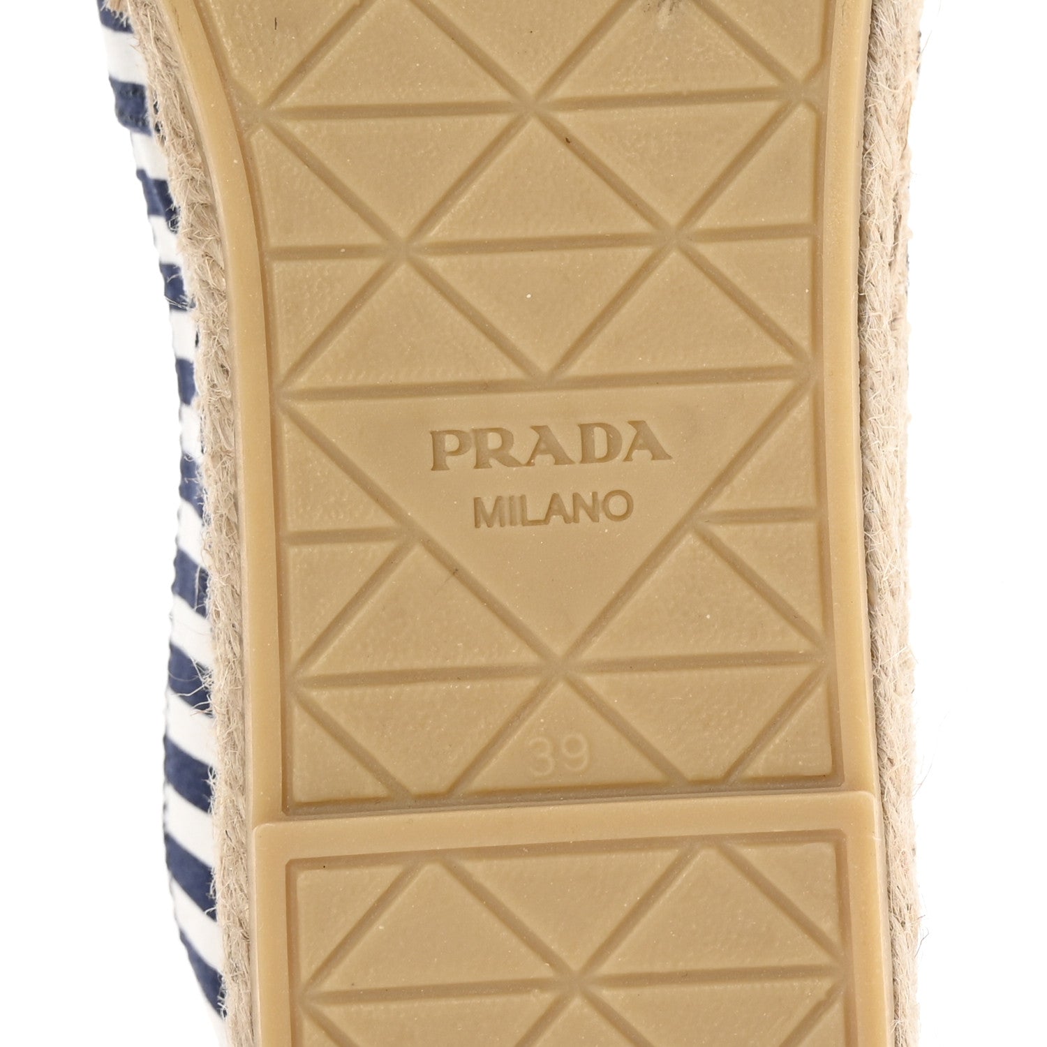 Prada Canvas Striped Triangle Logo Saint Tropez Espadrilles 39 White Blue 7 of 10