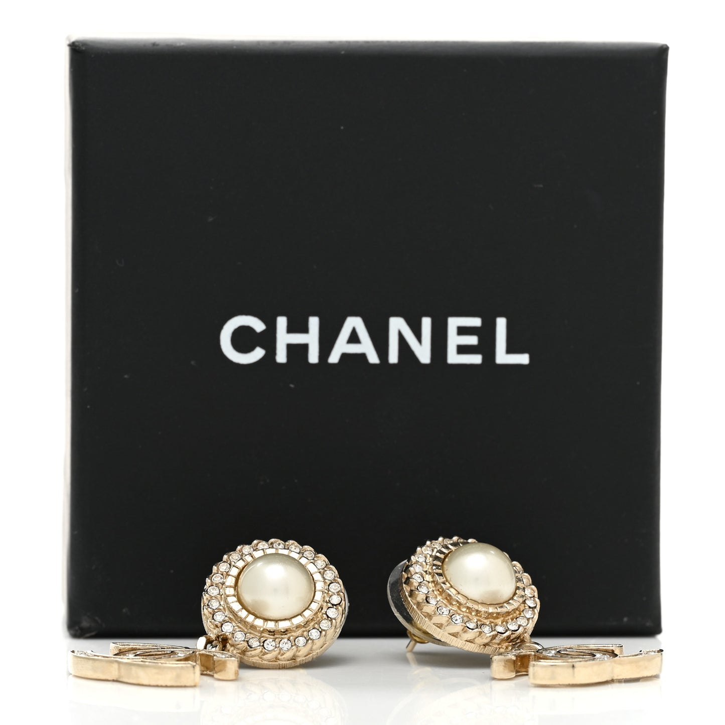 Crystal Pearl Bow-tiful CC Drop Earrings Gold