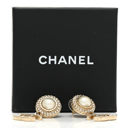 Chanel Crystal Pearl Bow-tiful CC Drop Earrings Gold 5 of 5