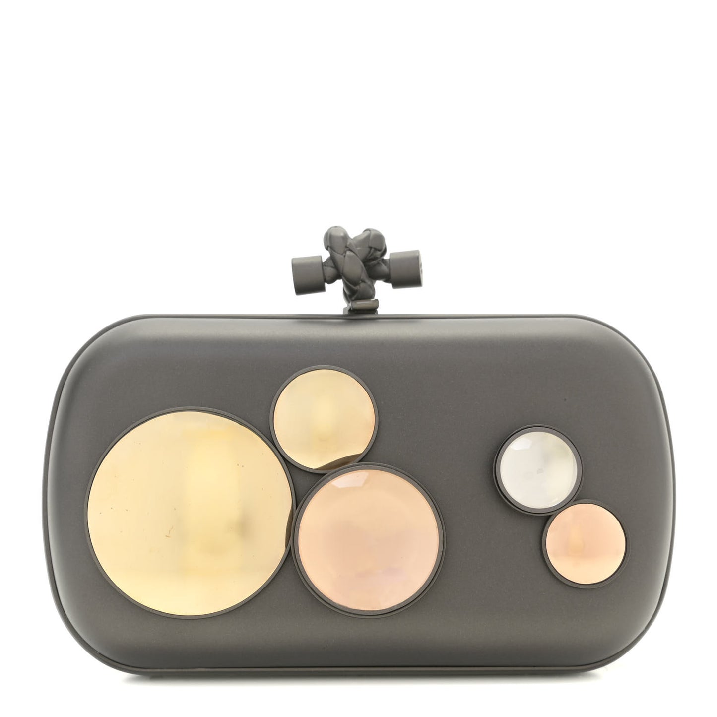 Nappa Mirror Lens Knot Clutch Dark Grey