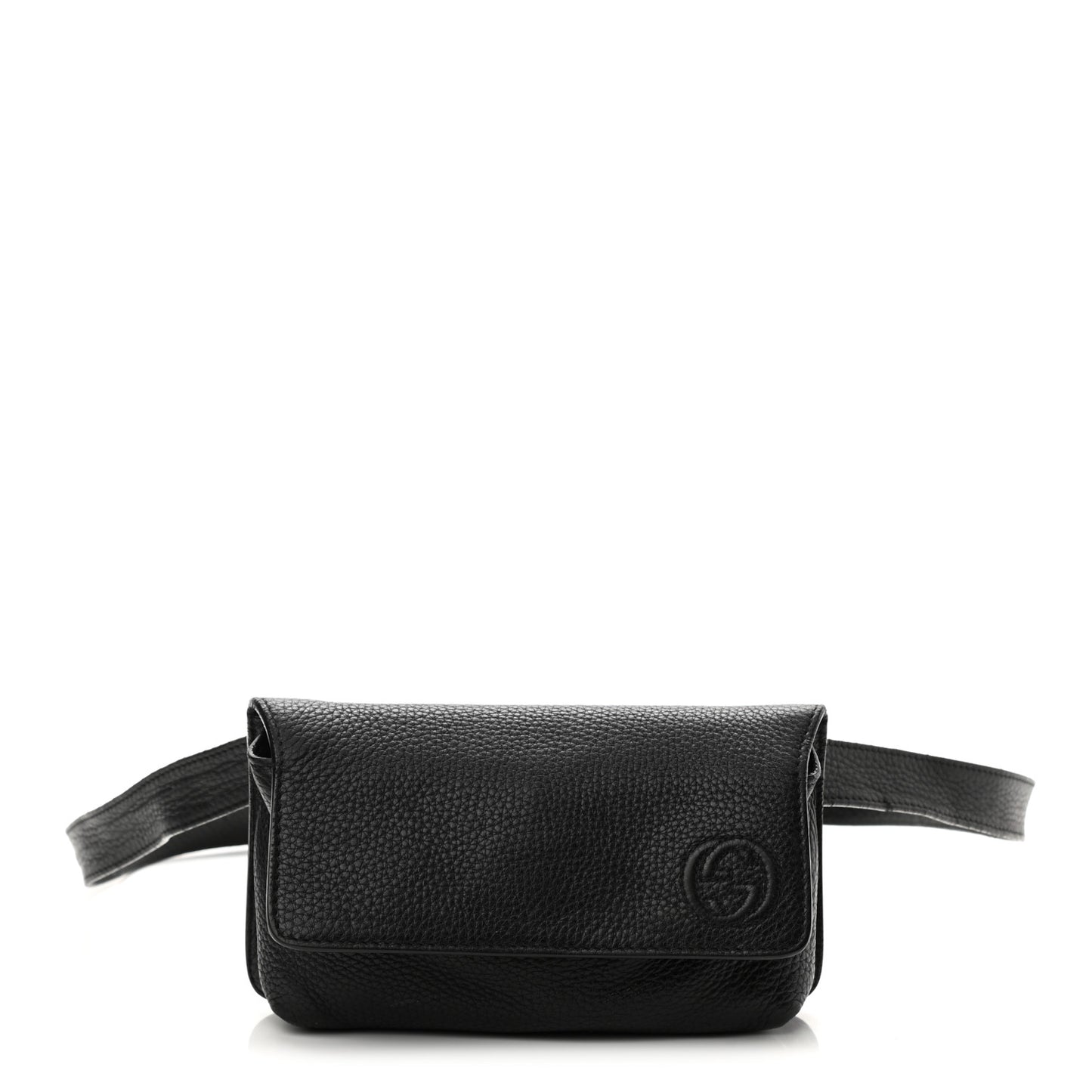 Pebbled Calfskin Soho Flap Belt Bag Black