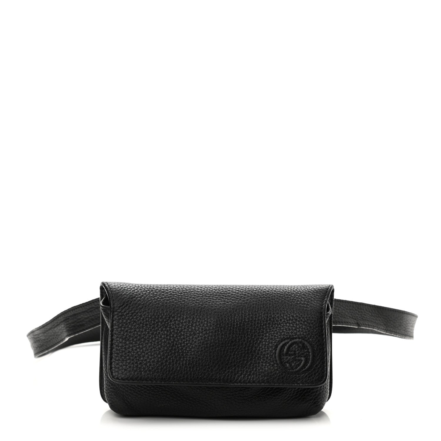 Gucci Pebbled Calfskin Soho Flap Belt Bag Black 1 of 8