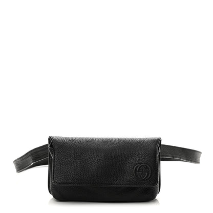 Gucci Pebbled Calfskin Soho Flap Belt Bag Black 1 of 8