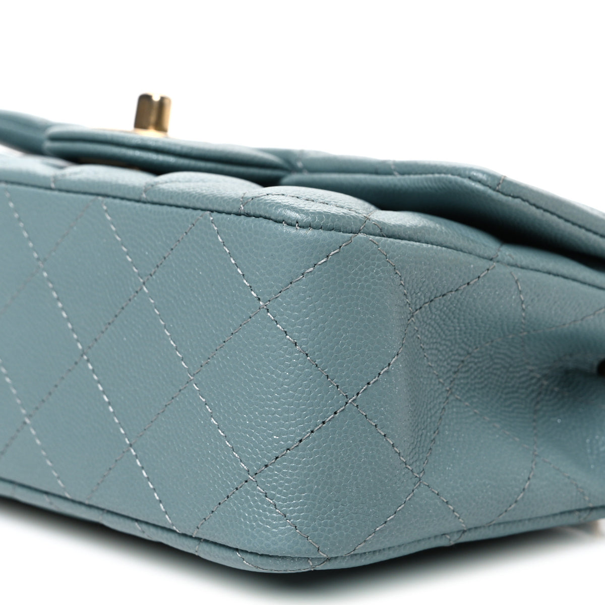Caviar Quilted Mini Rectangular Flap Blue