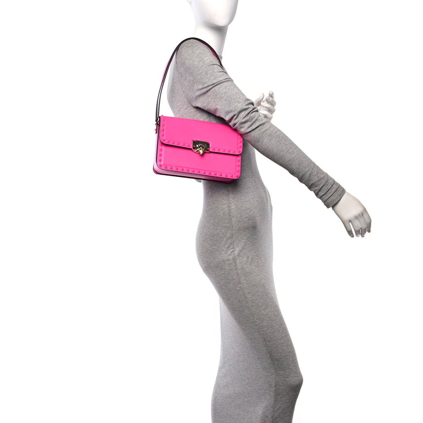 Smooth Calfskin Enamel Tonal Rockstud23 Shoulder Bag Pink PP