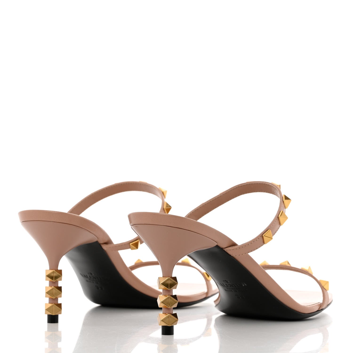 Valentino Garavani Goatskin Rockstud Sculpted Heel 70mm Slide Sandals 39 Rose Cannelle 4 of 8