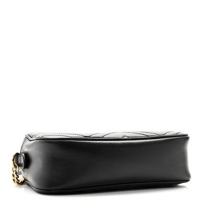 Gucci Calfskin Matelasse Small GG Marmont Chain Shoulder Bag Black 4 of 11