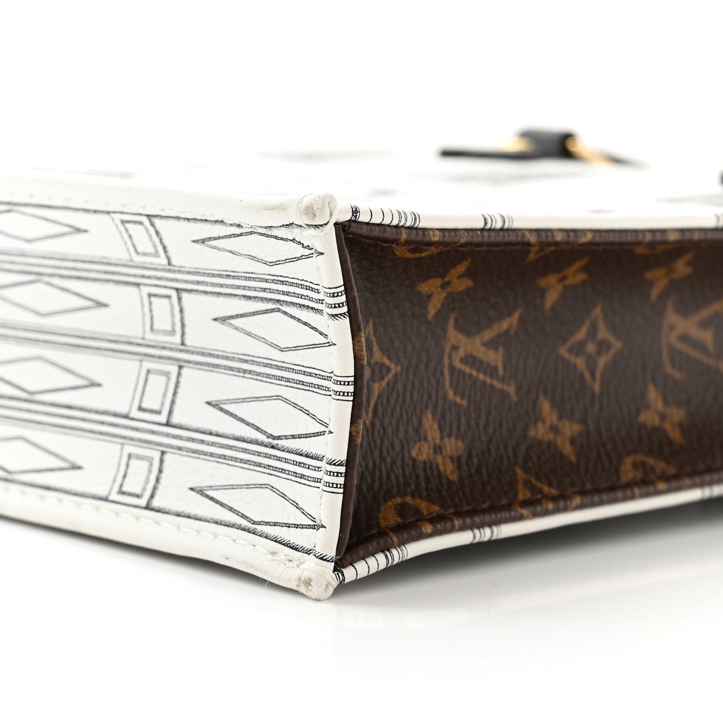 X FORNASETTI Calfskin Architettura Petit Sac Plat Black White