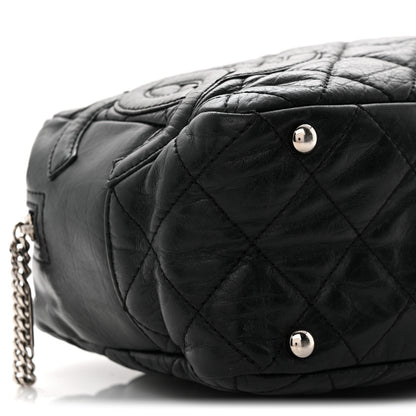 Chanel Aged Calfskin Quilted Cotton Club Bowler Black 9 of 10