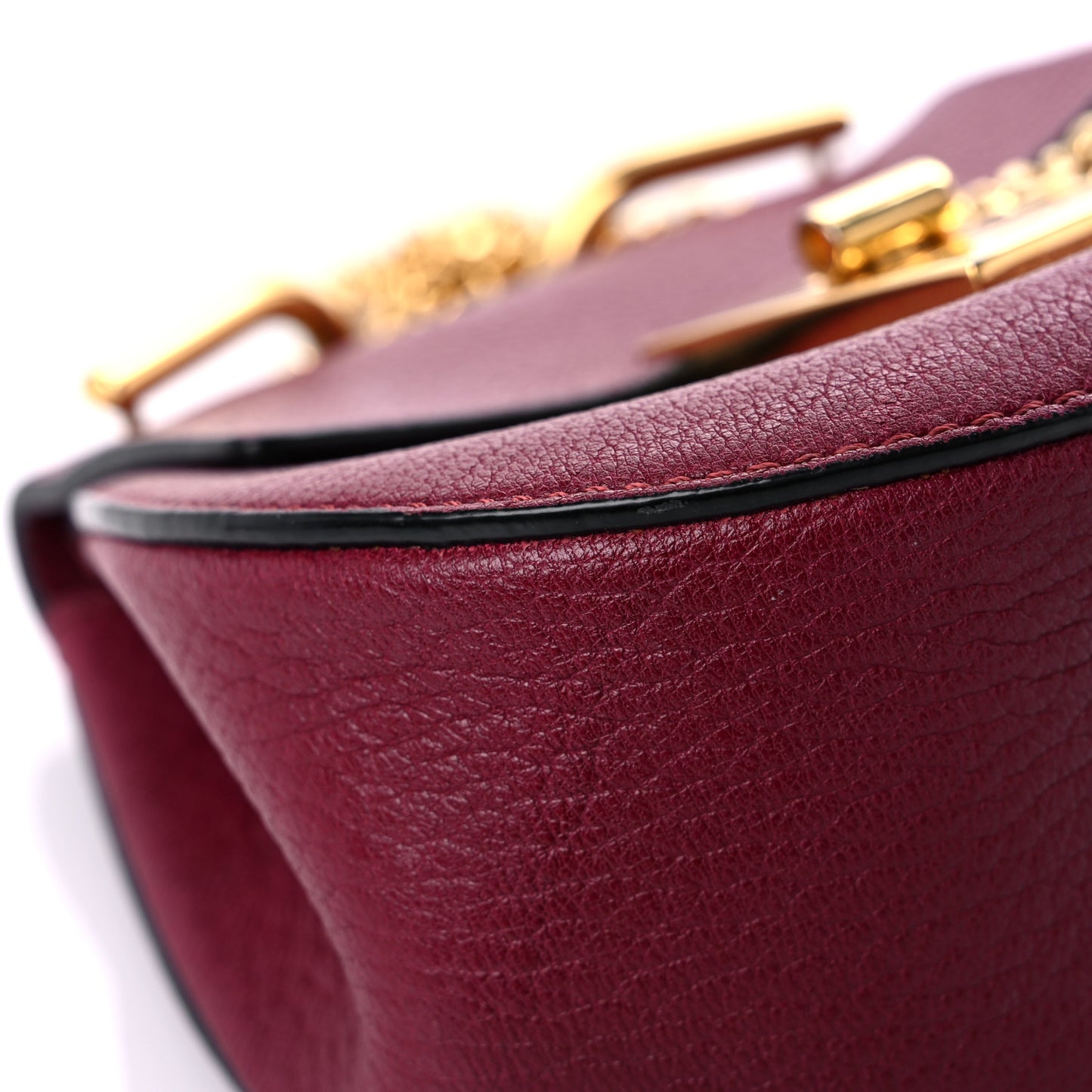 Grained Lambskin Mini Drew Shoulder Bag Wine Purple