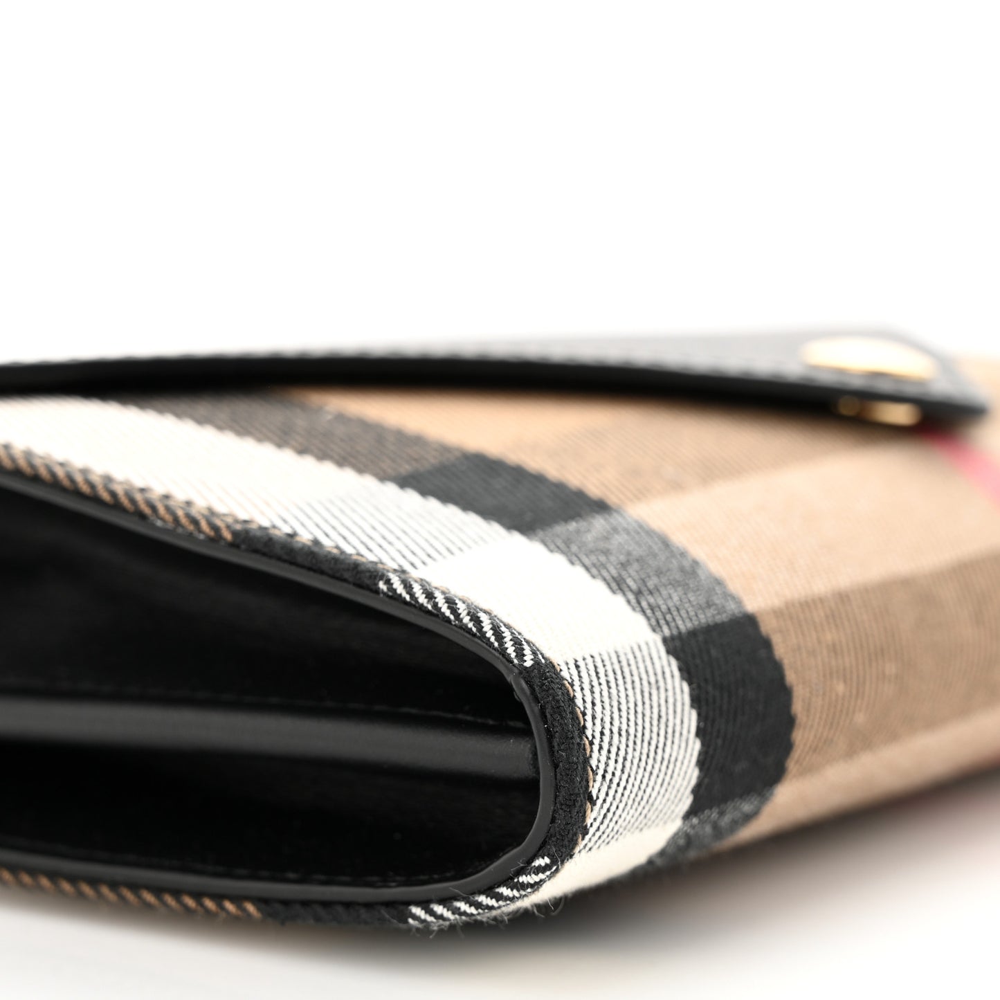 Calfskin House Check Hannah Wallet with Detachable Strap Black