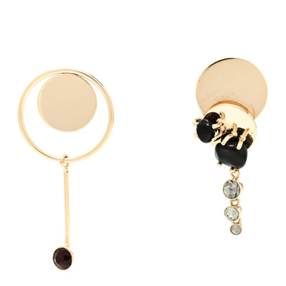 Christian Dior Crystal Circle Drop Earrings Gold 1 of 5