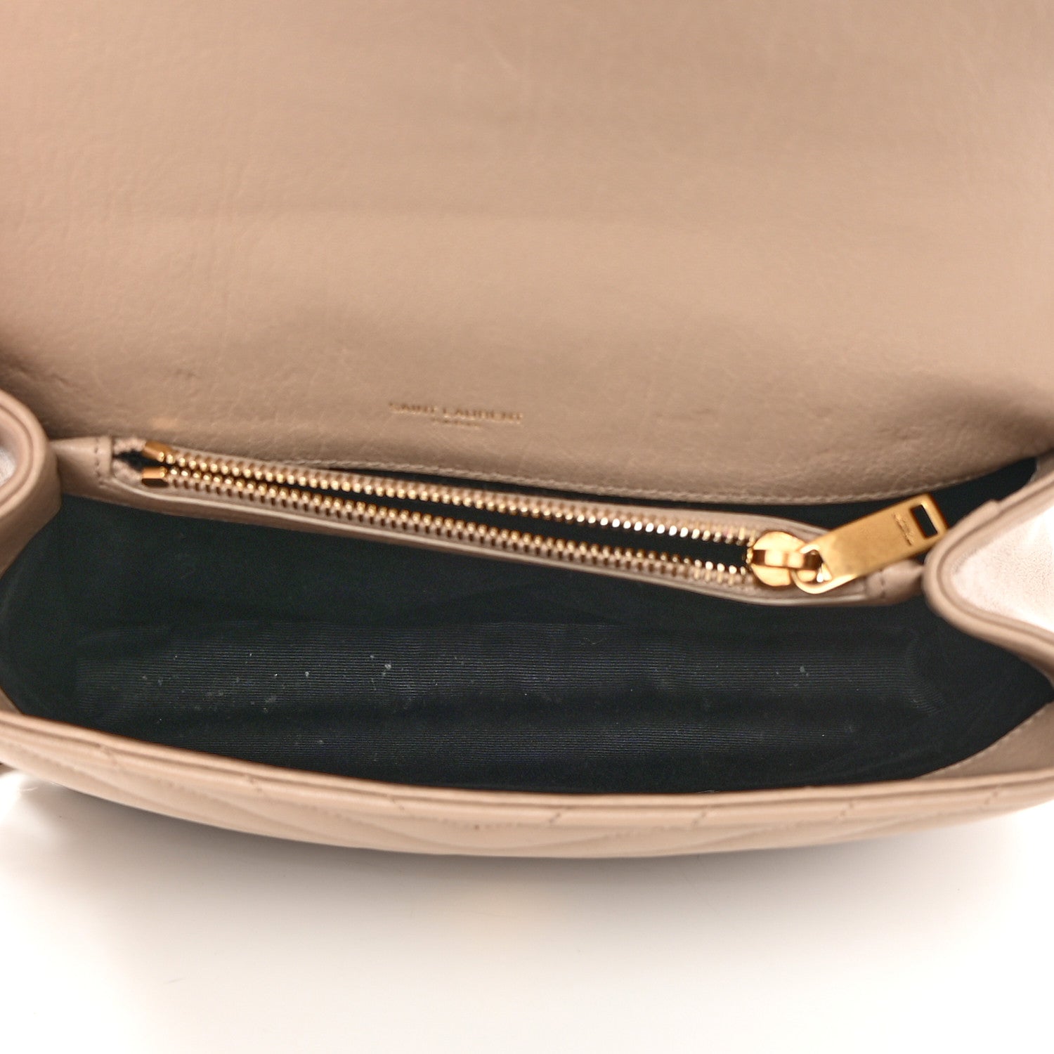 Saint Laurent Sheepskin Matelasse Chevron Monogram Medium College Bag Dark Beige 5 of 13