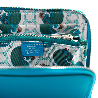 Hermes Epsom Silk'In Compact Wallet Bleu Zanzibar 7 of 8