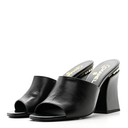 Chanel Shiny Goatskin Pearl Mule 40 Black 3 of 9