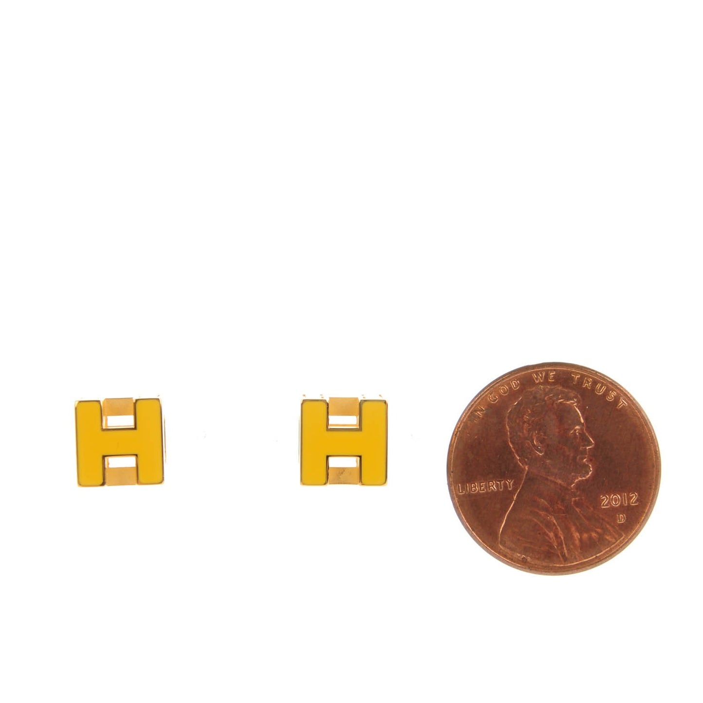 Gold Lacquered Cage d'H Earrings Jaune Madras