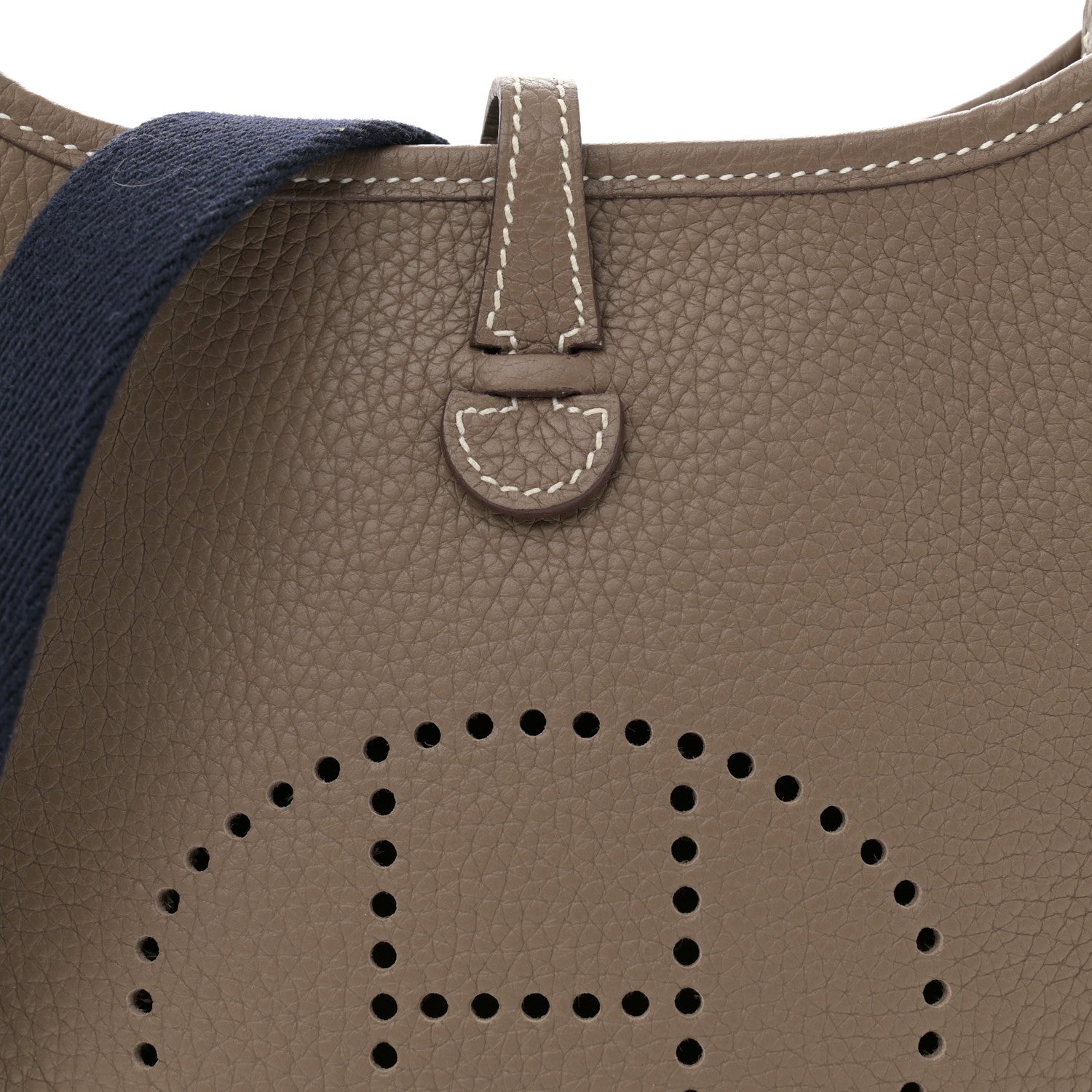 Hermes Taurillon Clemence Amazone Evelyne TPM Etoupe Bleu Indigo 8 of 10