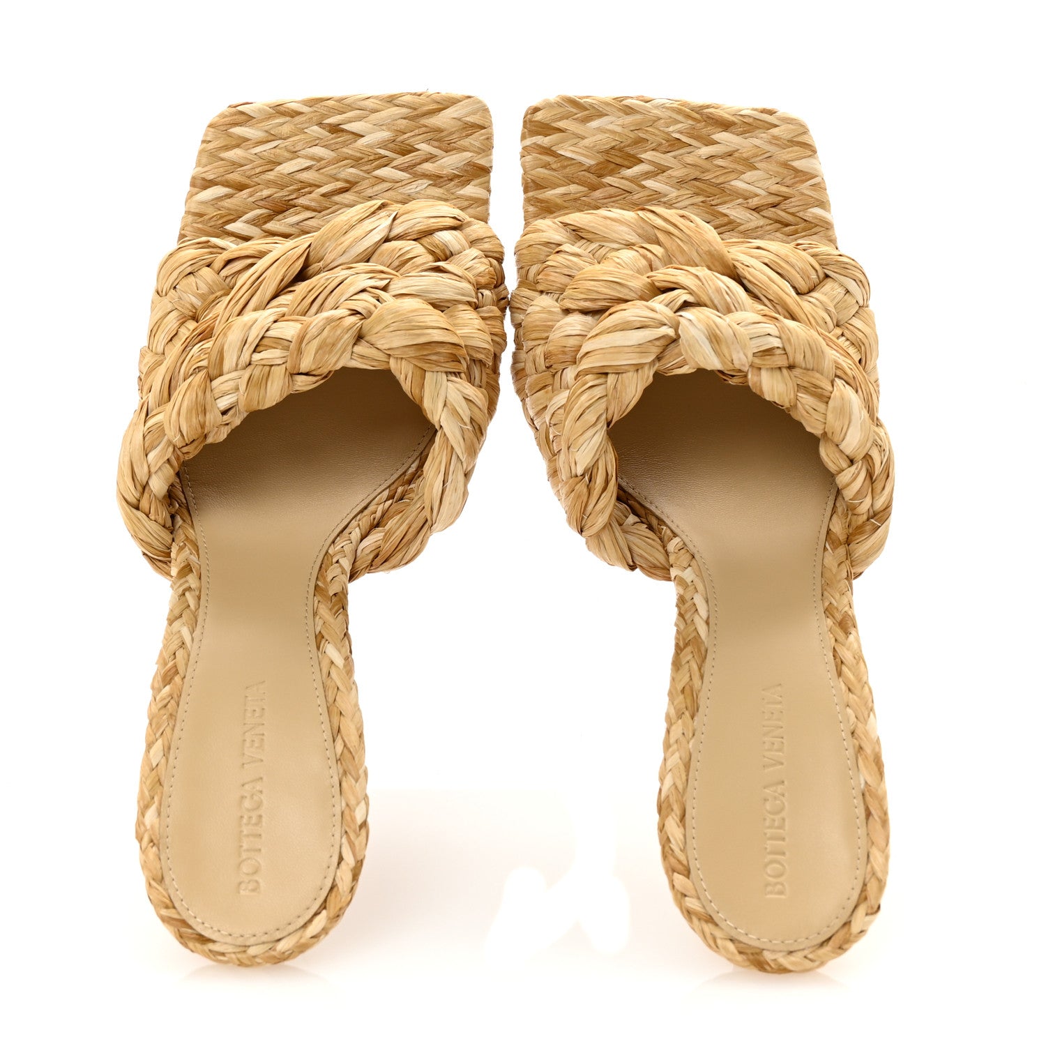 Bottega Veneta Raffia Twisted Intrecciato Stretch Mule Sandals 40 Macadamia 2 of 9