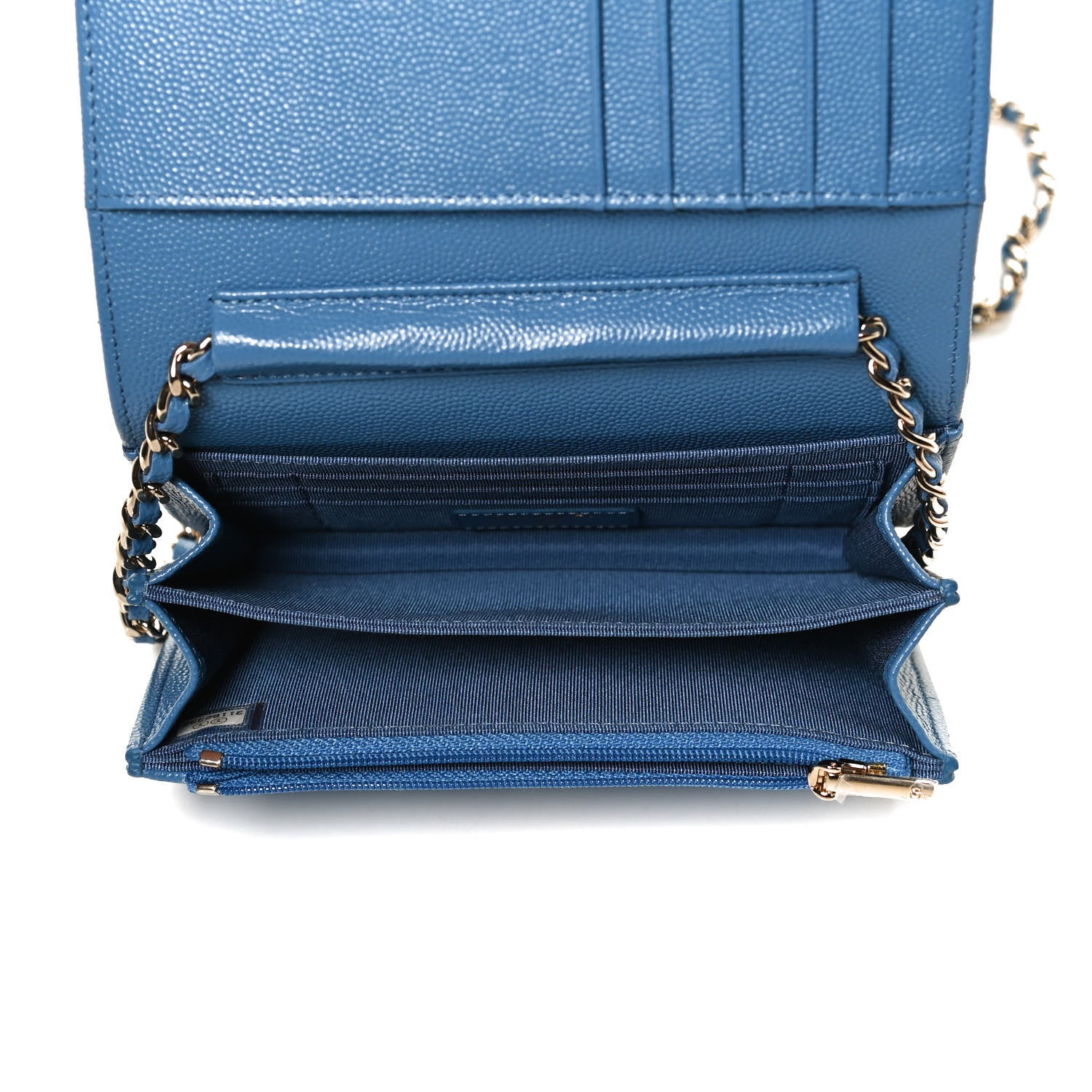 Chanel Caviar Quilted Mini Wallet On Chain WOC Blue 5 of 12