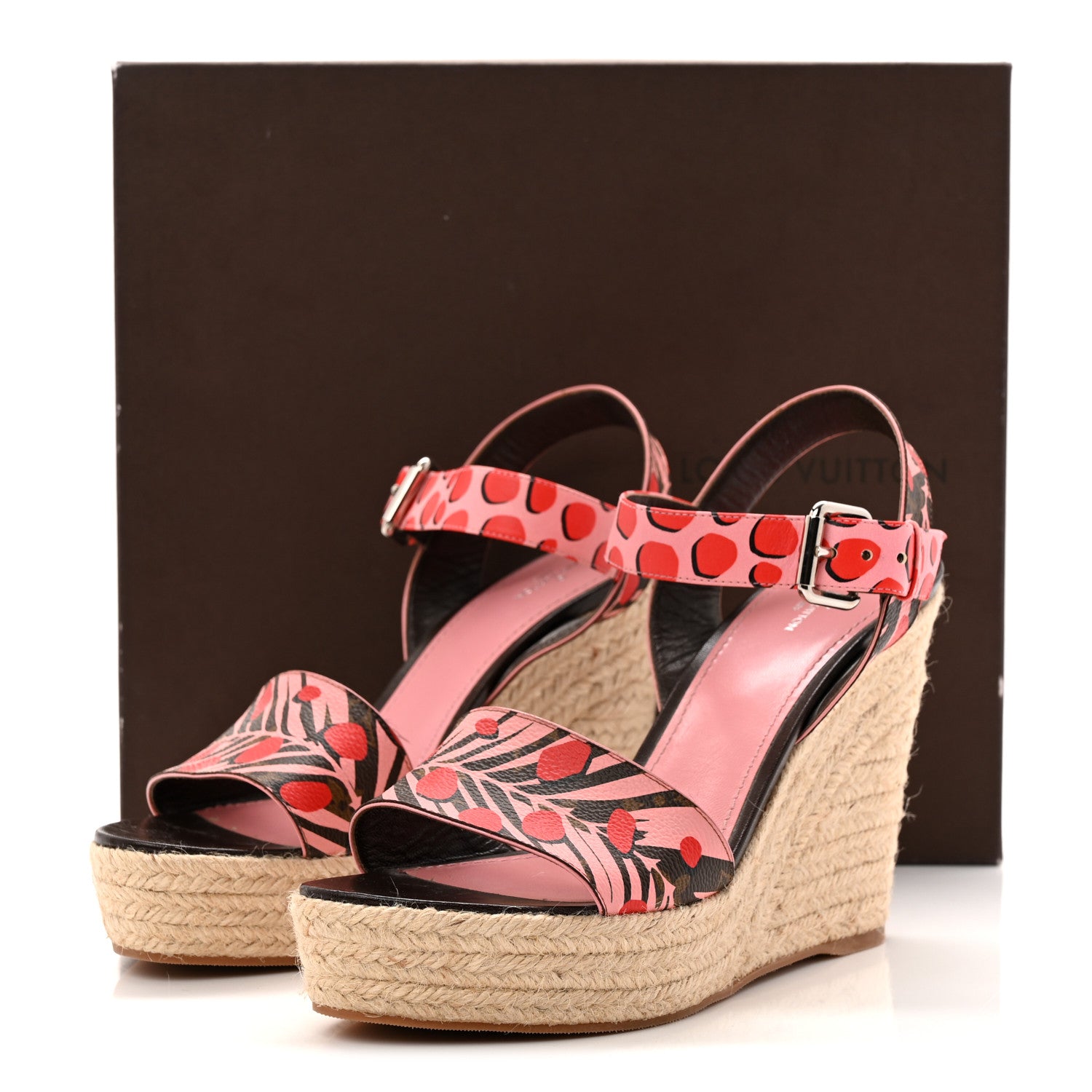 Louis Vuitton Monogram Jungle Dots Espadrille Wedge Sandals 39.5 Sugar Pink Poppy 11 of 11