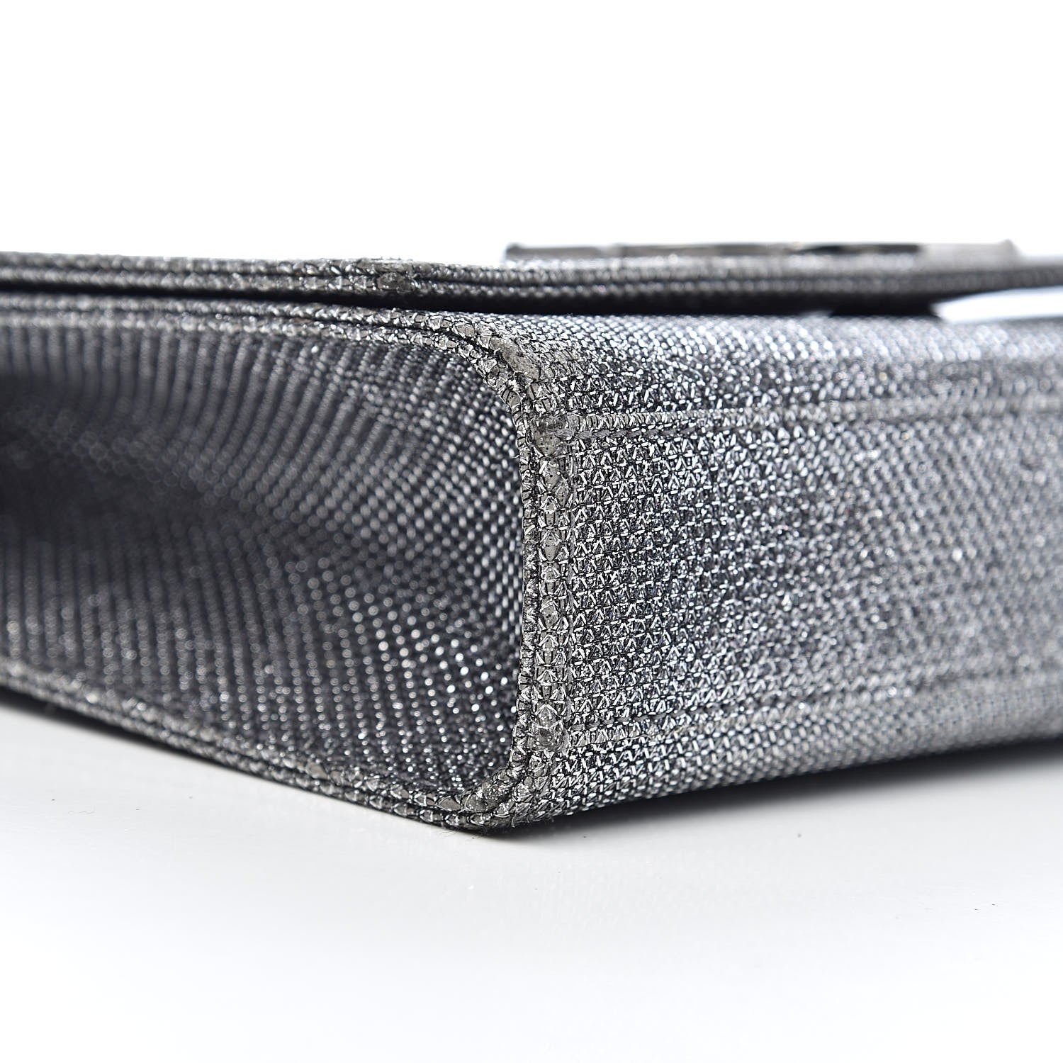 Saint Laurent Metallic Canvas Woven Medium Classic Monogram Kate Satchel Silver 10 of 12
