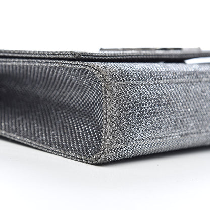 Saint Laurent Metallic Canvas Woven Medium Classic Monogram Kate Satchel Silver 10 of 12