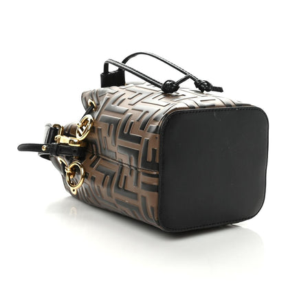 Fendi Vitello Liberty F is Fendi Bi-Color FF 1974 Embossed Mini Mon Tresor Bucket Bag Maya Black 4 of 10
