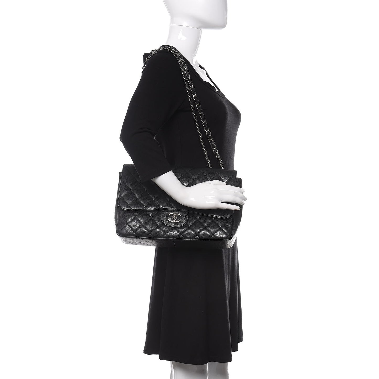Caviar Quilted Jumbo Single Flap Black