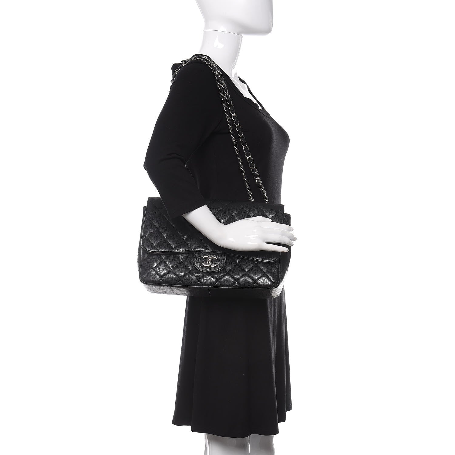 Chanel Caviar Quilted Jumbo Single Flap Black 2 of 11