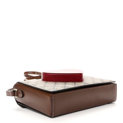 Gucci GG Supreme Monogram Script Logo Heart Crossbody Bag Beige Brown 4 of 11