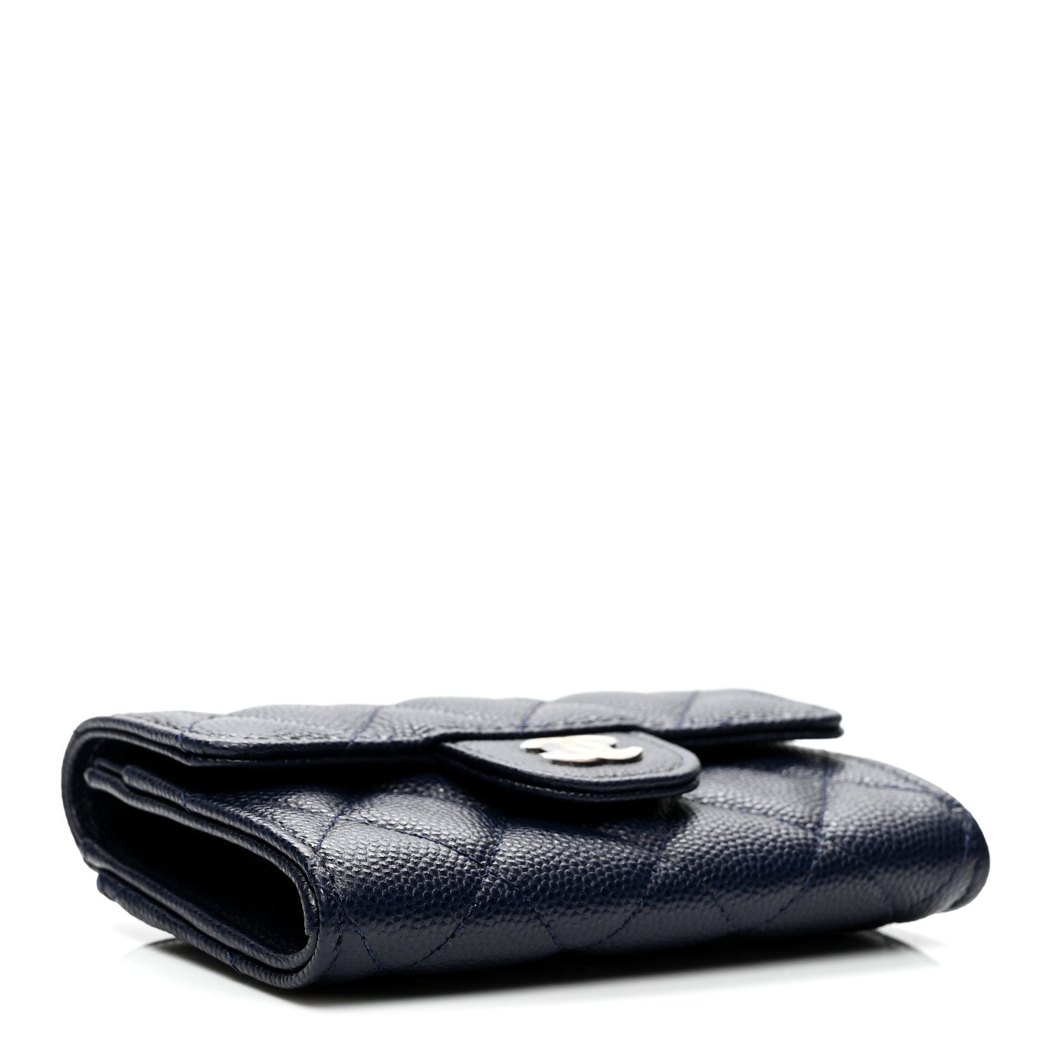 Chanel Caviar Quilted Flap Card Holder Wallet Navy Blue 4 of 8
