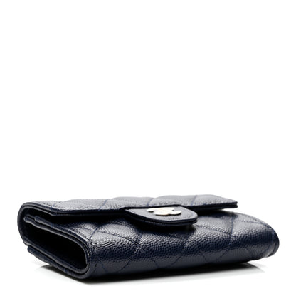 Chanel Caviar Quilted Flap Card Holder Wallet Navy Blue 4 of 8