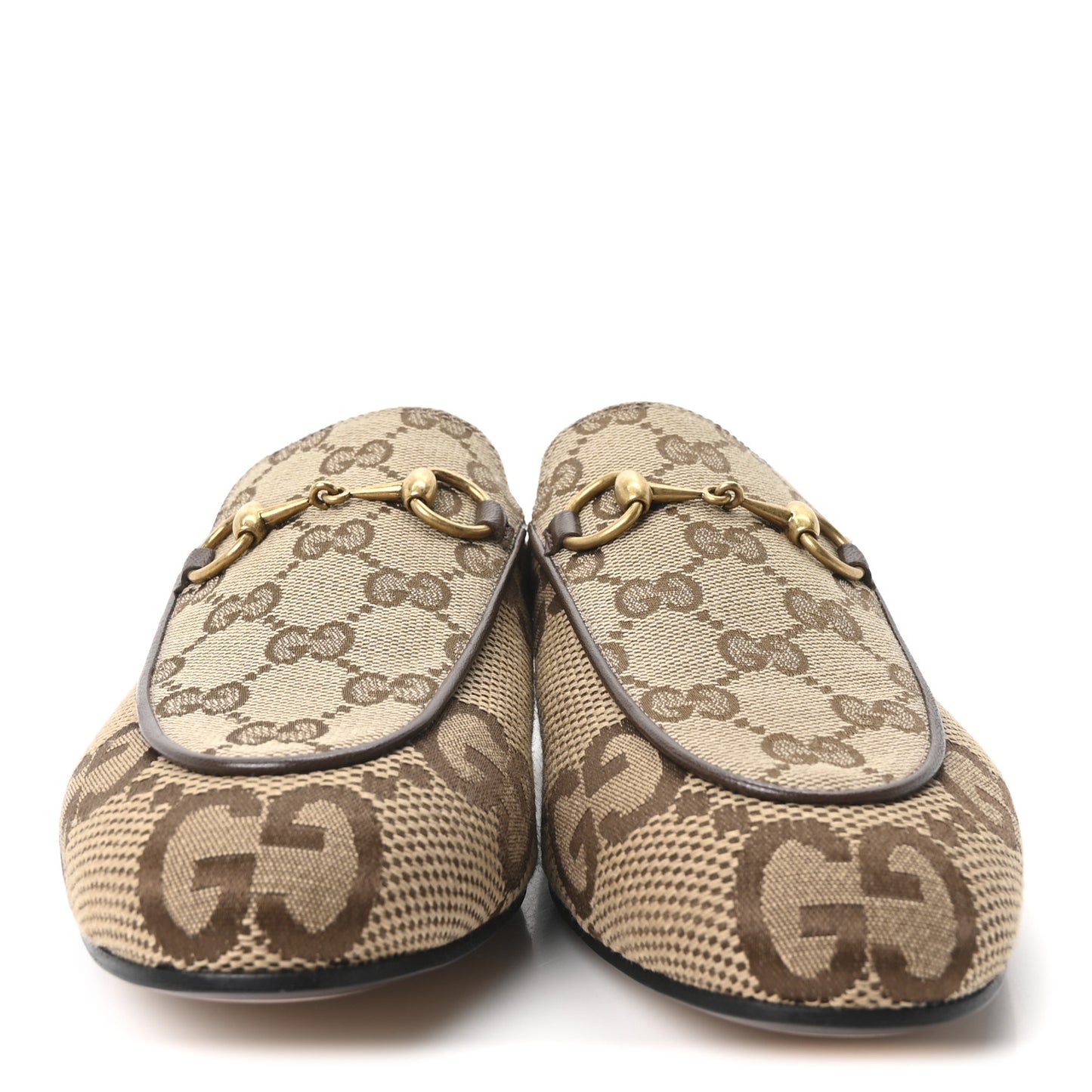 Monogram Jumbo GG Malaga Kid Womens Princetown Slippers 35.5 Camel Ebony New Acero Beige