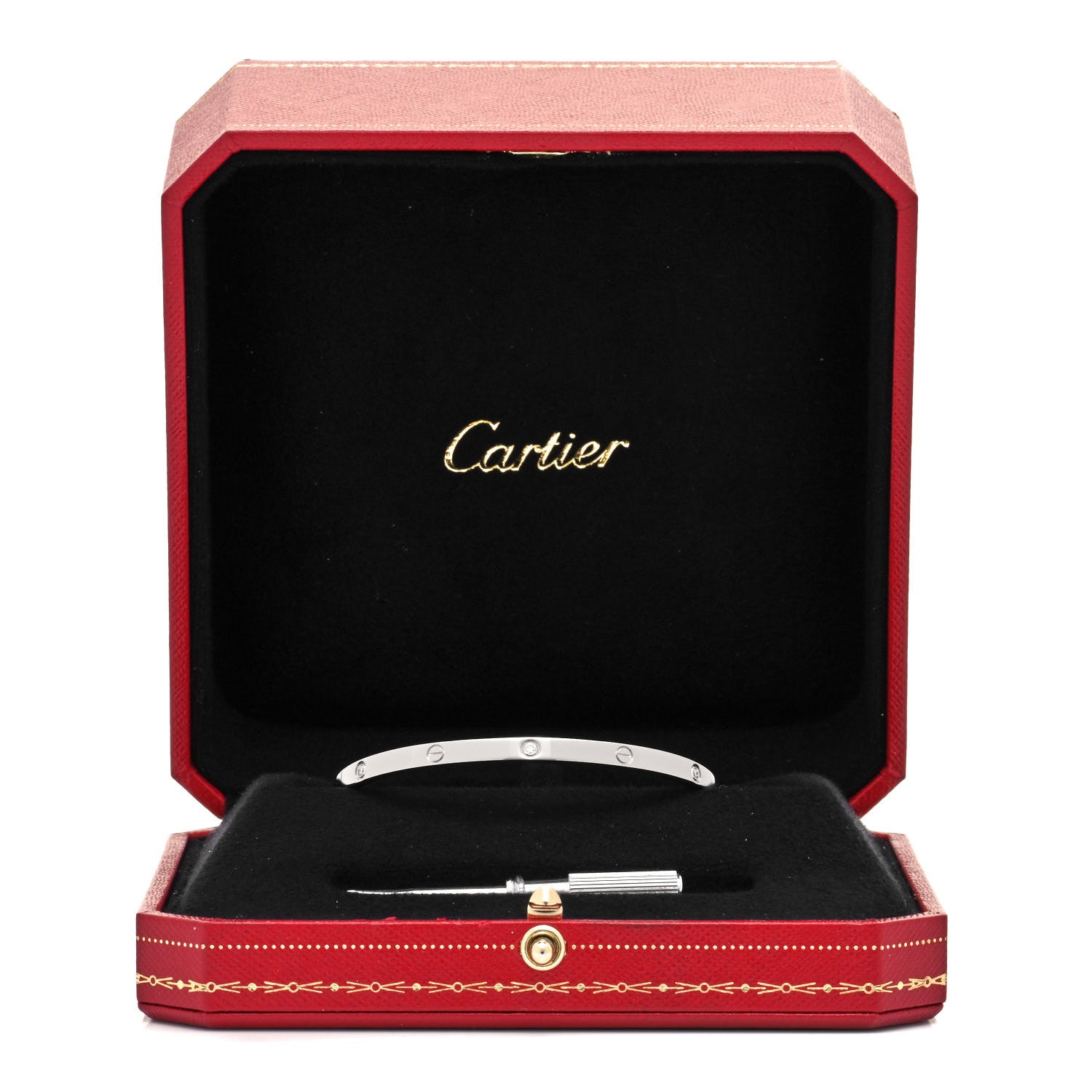 Cartier 18K White Gold 6 Diamond Small LOVE Bracelet 17 5 of 6