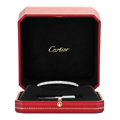 Cartier 18K White Gold 6 Diamond Small LOVE Bracelet 17 5 of 6