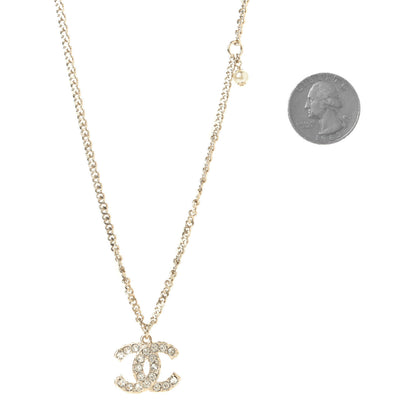 Chanel Crystal CC Pearl Necklace Gold 3 of 4