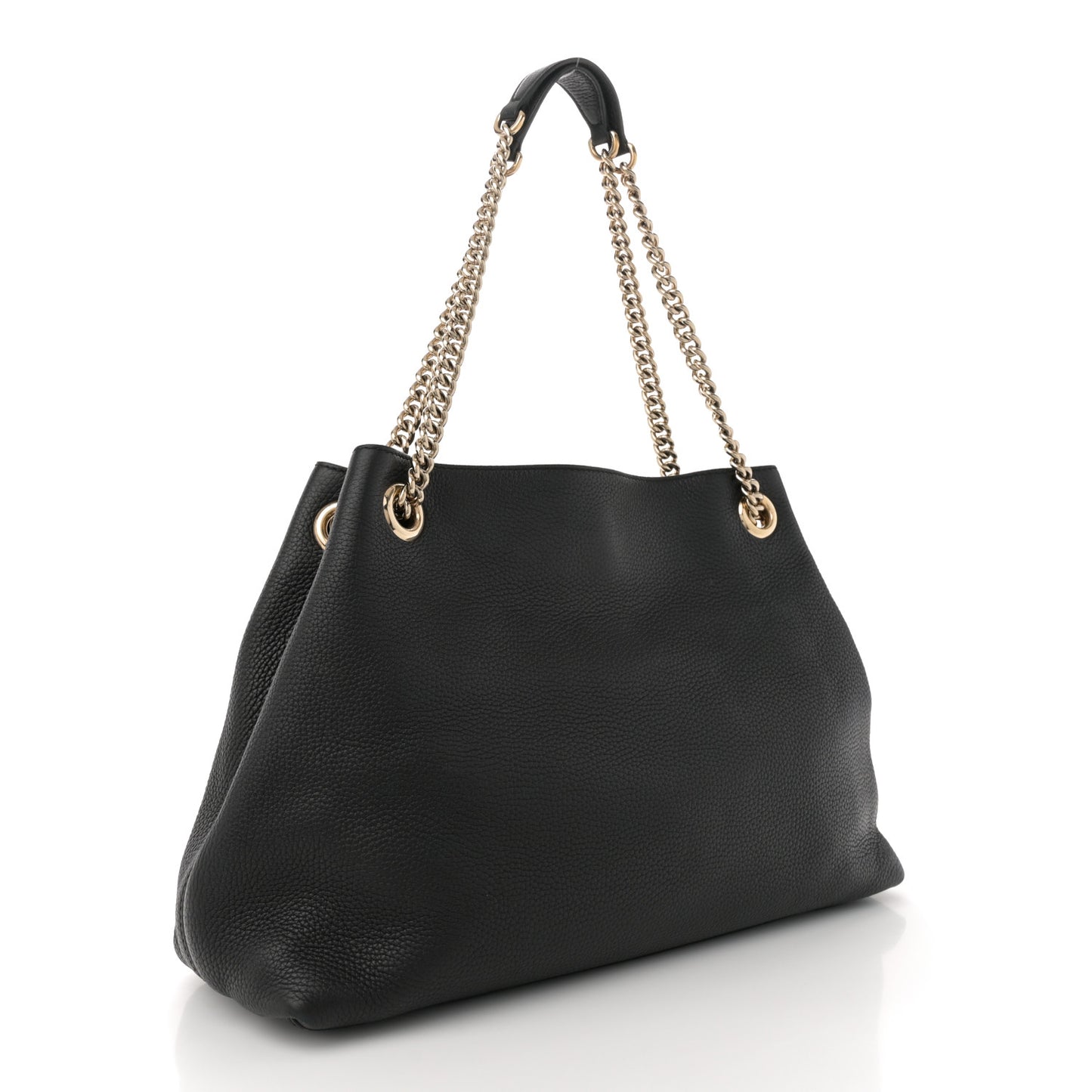 Pebbled Calfskin Medium Soho Chain Shoulder Bag Black