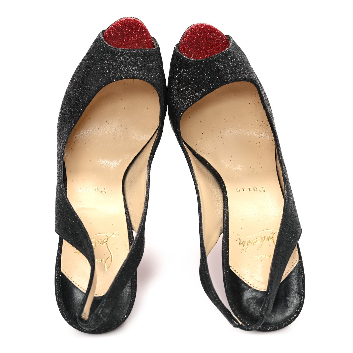 Glitter Lady Peep Sling 150 Pumps 37.5 Black Red