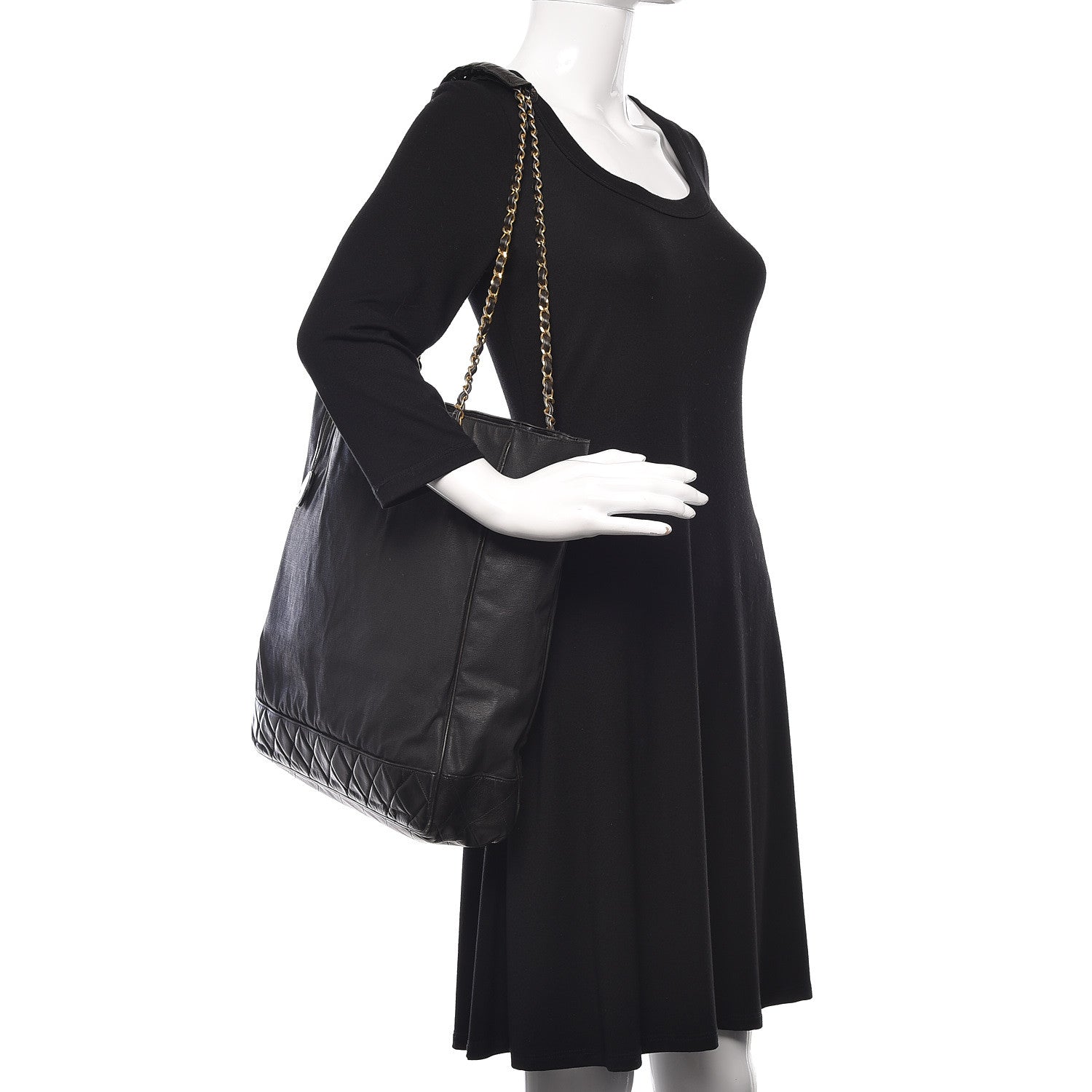 Chanel Canvas Calfskin Shopping Tote Black 2 of 18