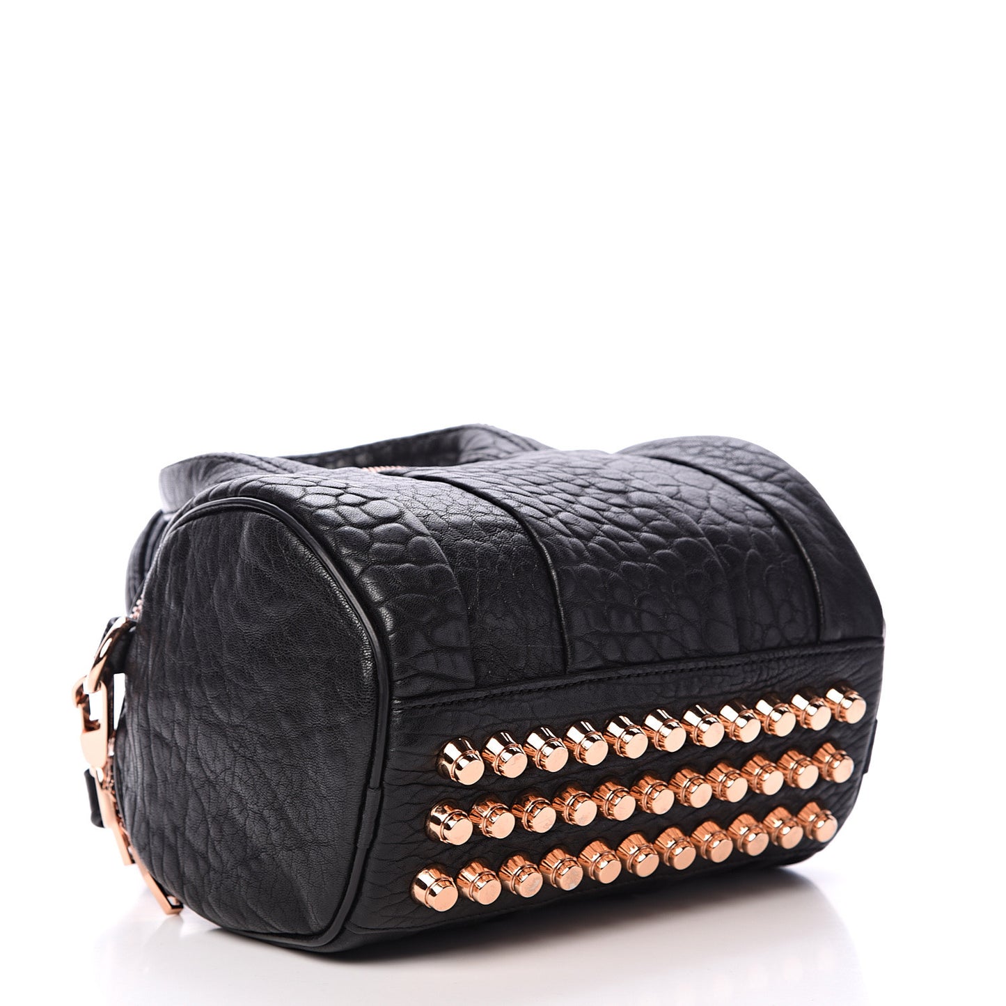 Pebbled Lambskin Mini Rockie Black Rose Gold Hardware