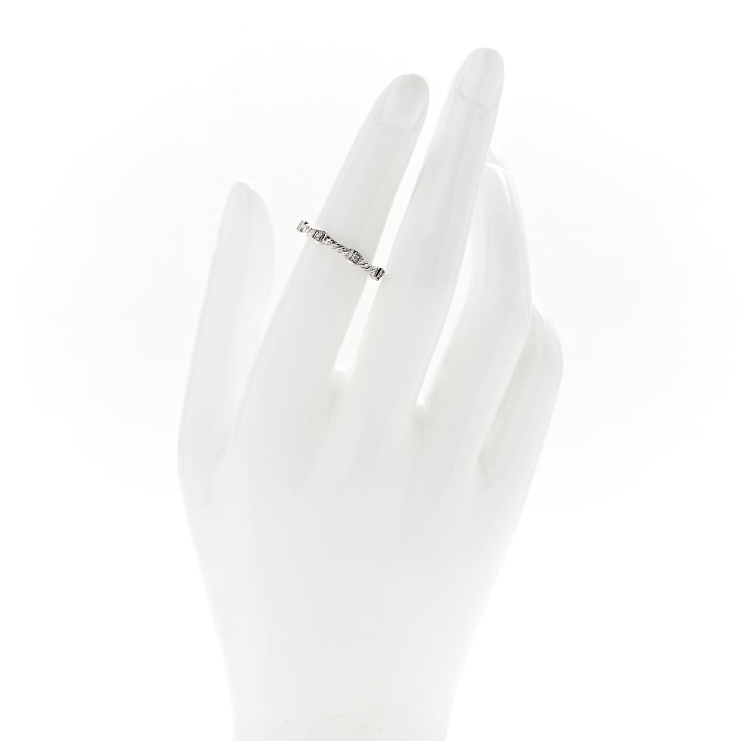 18K White Gold Diamond 2mm Cable Collectibles Stack Band Ring 50 5.25